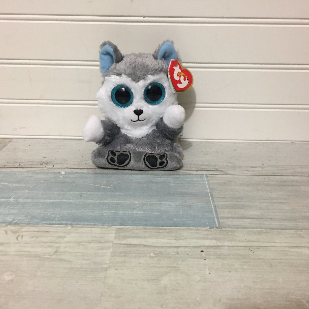 Ty Silk Scout Husky Dog Phone or Tablet Holder Peek-a-Boo Plush